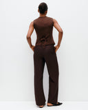 Model wears Suit Vest in Bitter Chocolate