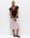 Model wears Pearl Bias Cut Skirt
