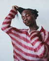 model wearing knitted mohair jumper