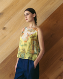 Patchwork Splice Shell Top - Vintage Bouquets S