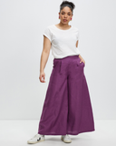 Model wears Amethyst Linen Palazzo Pants