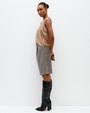 Model wears Bermuda Checked Shorts