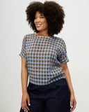 Model wears Bluebell Checked Dolman Top