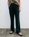 Bottle Green Wide Leg Pants on model