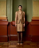 Model wears Burnt Sugar Pencil Skirt