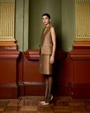 Model wears Burnt Sugar Pencil Skirt
