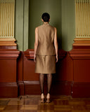 Model wears Burnt Sugar Pencil Skirt