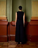 Model wears Navy Pinstripe Culottes
