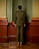 Model wears Dark Olive Blazer
