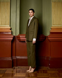 Model wears Dark Olive Blazer