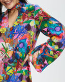 Model wears Decade Silk Mini Dress in Amplify