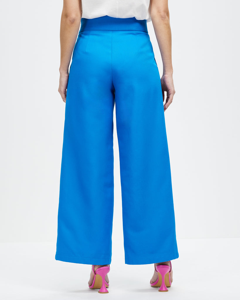 Model Wears Denim Culottes - Azure