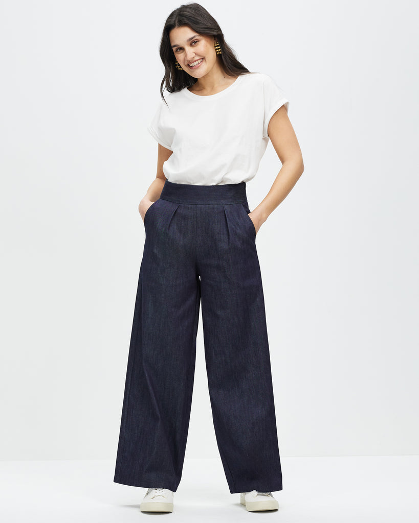 Model wears Denim Culottes - Classic