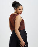 Model wears Disco Inferno Cropped Singlet Top