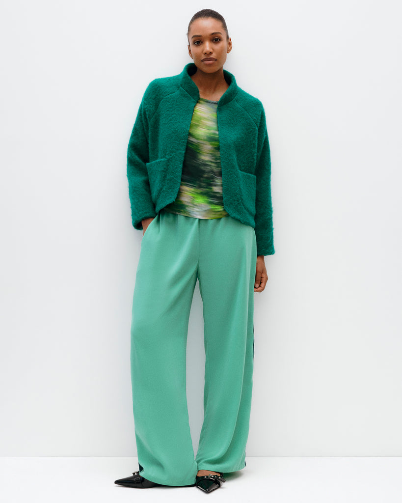 Model wears Emerald Cropped Anorak