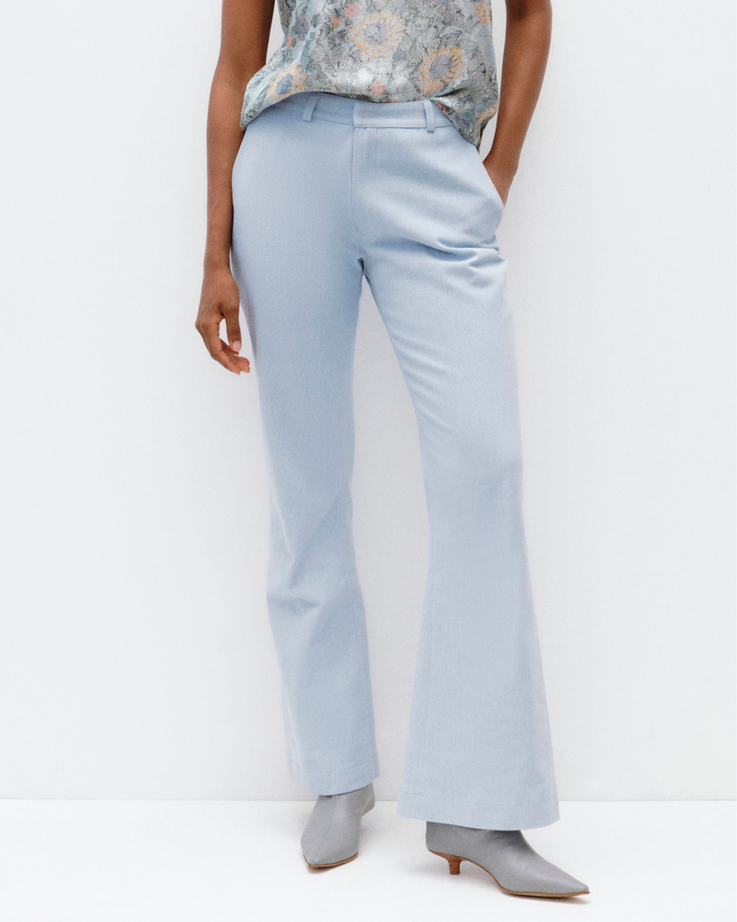 Model wears Flared Pants in Seasalt Denim