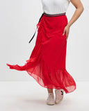 Model Wears Guava Colada Wrap Skirt