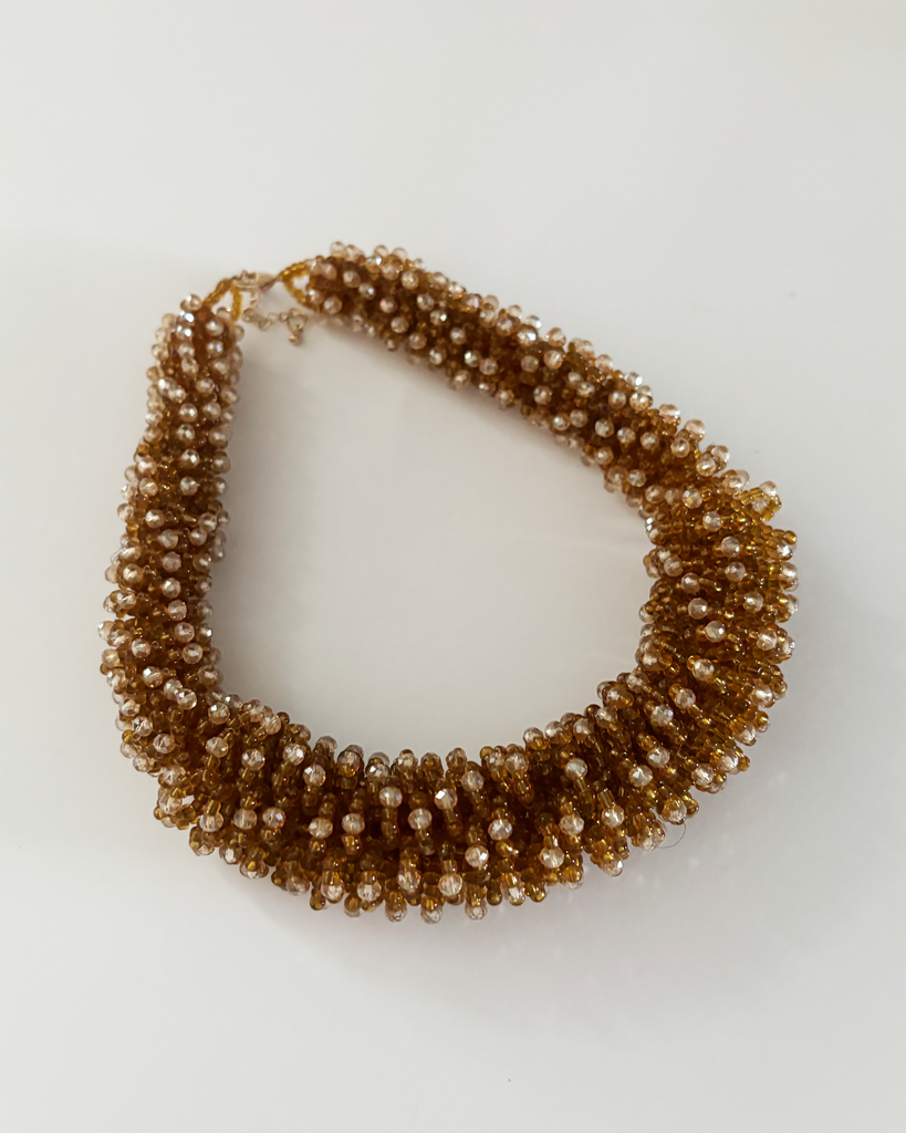 Honey Gold Billiano Large Beaded Necklace