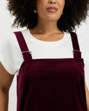 Model wears Merlot Velvet Pinafore