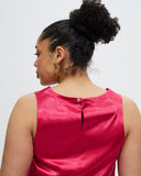 Satin Cropped Singlet Top - Pink State of Mind