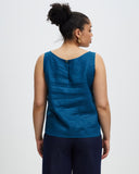 Shell Top - Peacock Blue Linen Summer
