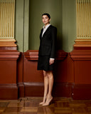 Model wears Raven Black Fitted Blazer