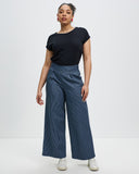 Model wears sailor Stripe Denim Culottes