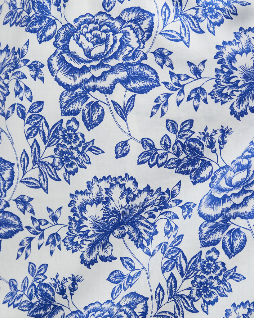 Close up of the Summer Wrap Dress Riviera Blue floral print