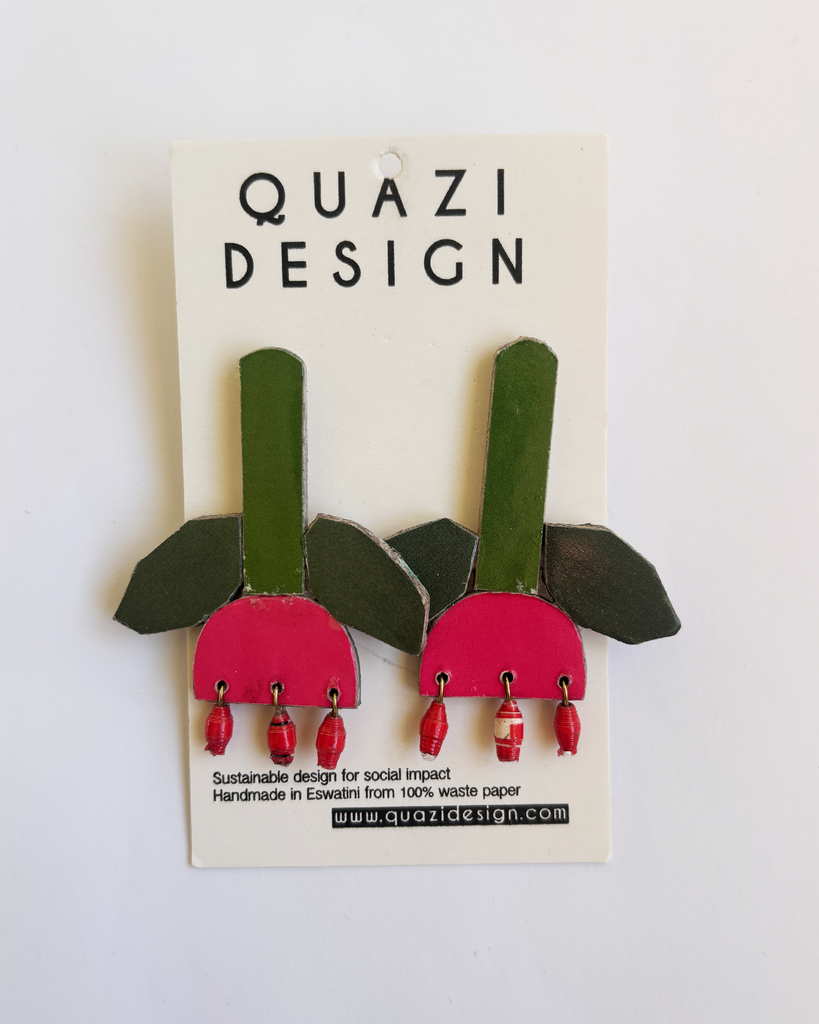 Quazi Design Tulip Earring Pink and Green