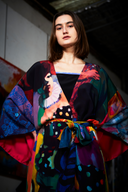 Model wears Wendy Sharpe Print limited edition jacket