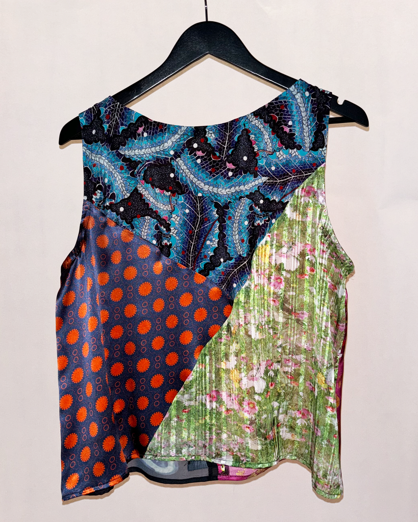 Hanging Shot of XL (Q) Romance Was Born Patchwork Splice Shell Top