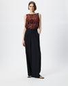full body black pleated pants