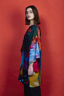 Model wears Wendy Sharpe Print limited edition jacket 