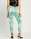 Model wears Aqua Sparkle Straight Leg Pants
