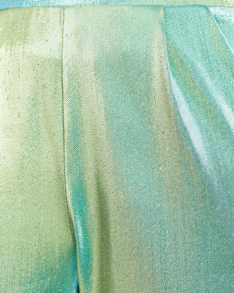 Close up of Model wears Aqua Sparkle Fabric