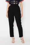 Mia wears our Black Straight Leg Pants for SS20 'FAM BAM'