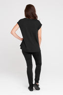 Dorsu Rolled Sleeve Top - Black