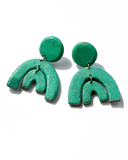 Quazi Design Emerald Tengentile Pulp Stud Earrings