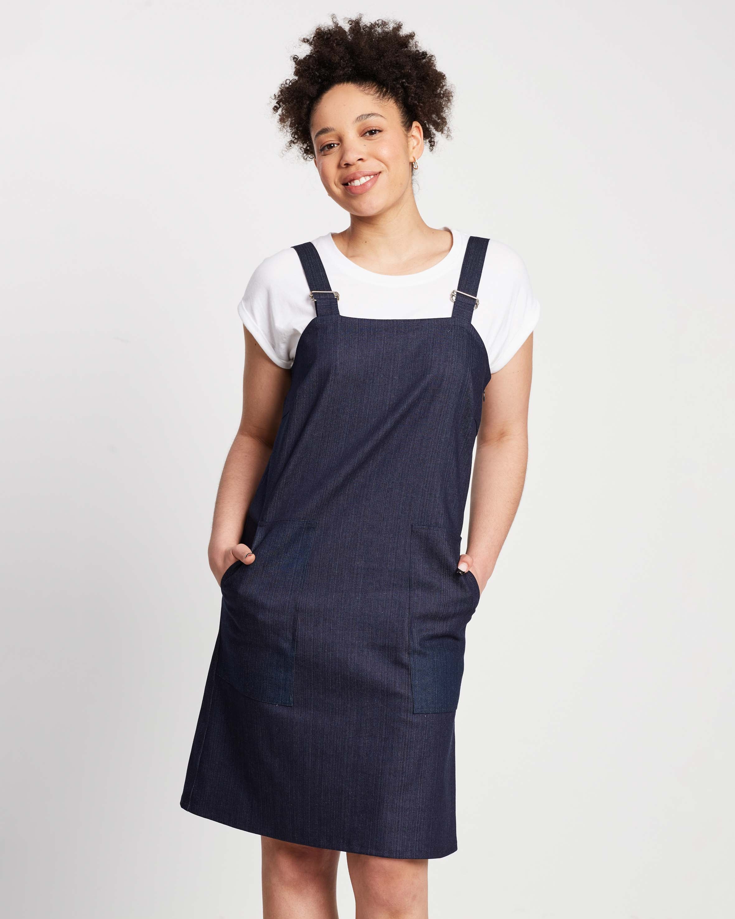 Pinafore Dress - Dark Indigo Denim The Social Outfit Pinafore Dress - Dark Indigo Denim The Social Outfit
