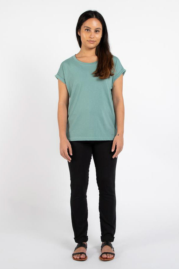 our new dorsu rolled sleeve tee in seafoam colourway