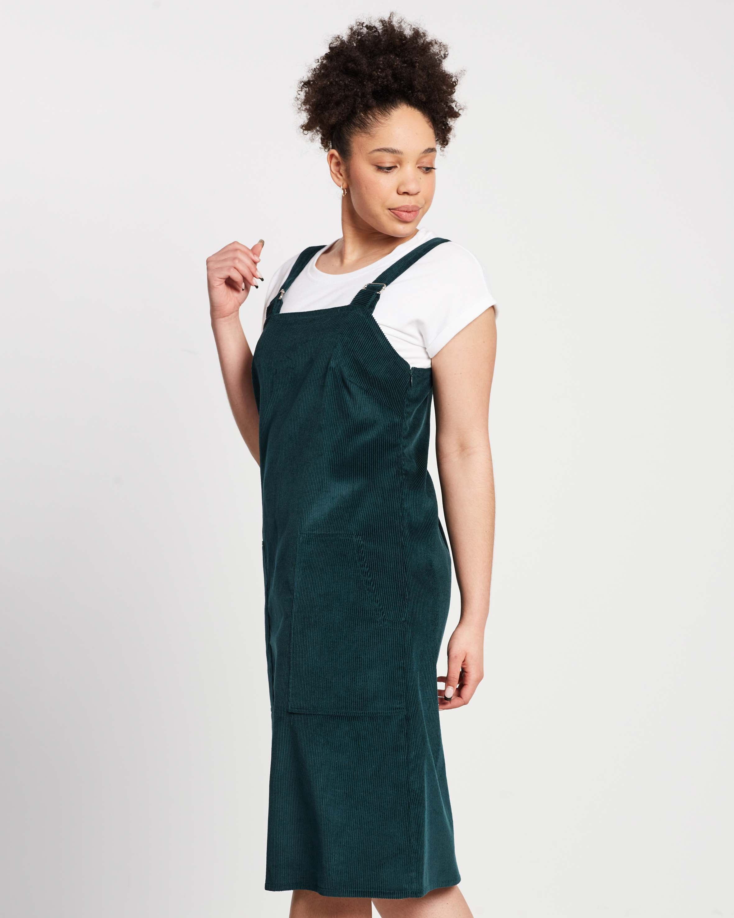 Long Pinafore - Green Corduroy The Social Outfit Long Pinafore - Green Corduroy The Social Outfit