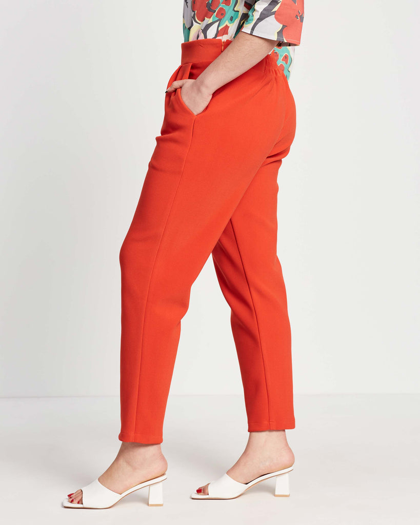 Model wears Scorching Orange Straight Leg Pant